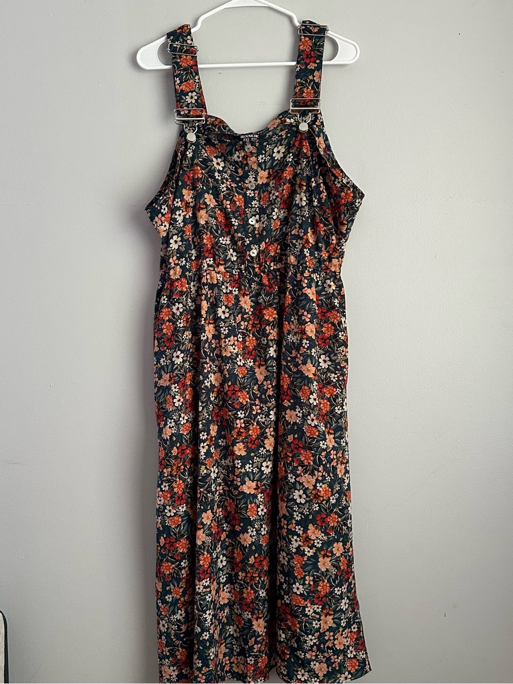 Bloomchic 18-20 floral overall dress women’s 2x 2xl midi fall 18/20